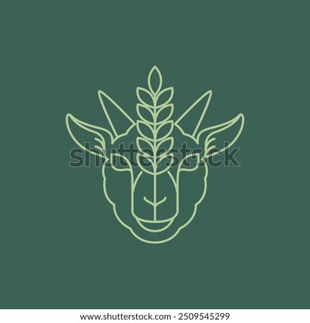 goat head farm concept line logo design vector