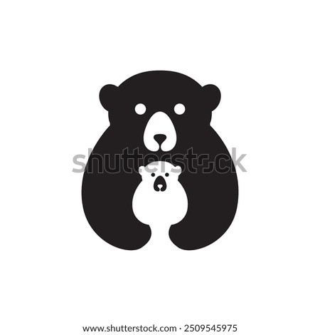 family bear animal wildlife bear cubs logo design flat vector