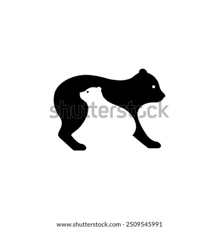 family bear animal wildlife bear cubs logo design flat vector