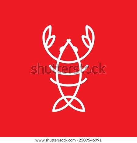 ocean shrimp cute animal line logo design vector