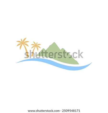 peak and beach flat simple logo design vector