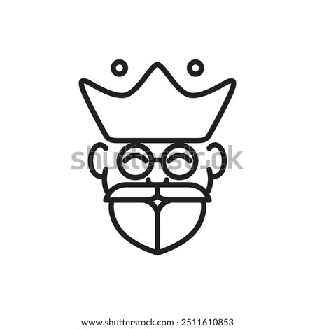 the king old man king head line minimalist logo design vector