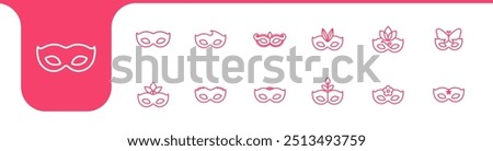 beauty party mask line simple icon collection set design vector