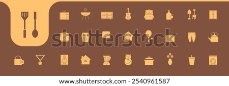 cooking in the yard relax flat icons design vector