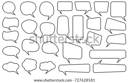 Speech bubbles set. Different shapes. Isolated background. Full editable vector file. EPS.