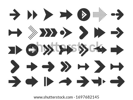 Arrows collection. Modern graphic direction signs computer screen curves arrows vector set