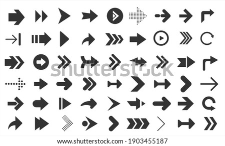 Arrows web collection on white. Modern graphic direction signs computer screen arrows
