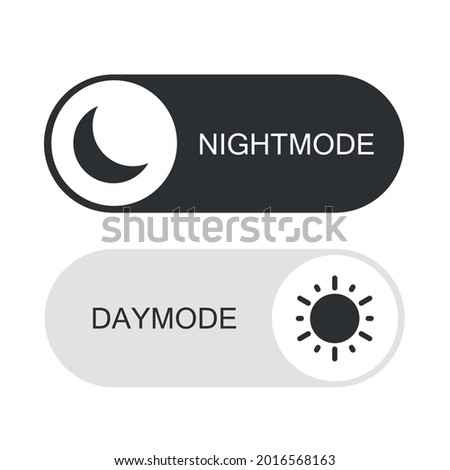 Day and Night Mode Switcher. On Off Switch Element for Mobile App, Web Design, Animation. Light and Dark