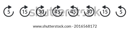 WebRepeat 5, 15, 30, 45 seconds simple vector icon. Replay icons. Replay icon for application and web or Media player.