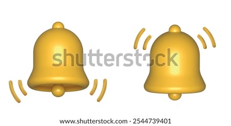 Two bell icons with sound wave symbols indicating ringing or active notifications. Icons for alerts and reminders.