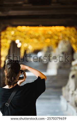 Similar – Image, Stock Photo Bai Dinh Tower Pagoda at the end of the winding road between the trees. . The biggest temple complex in Vietnam. Trang An, Nim Binh.