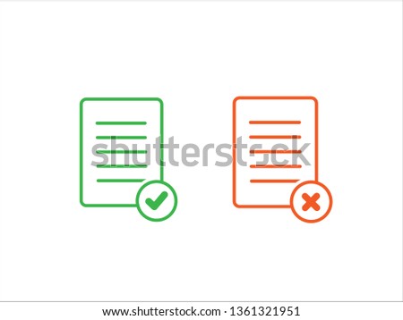 accept file and Reject file icon. Task completed vector icon vector isolated on white background.