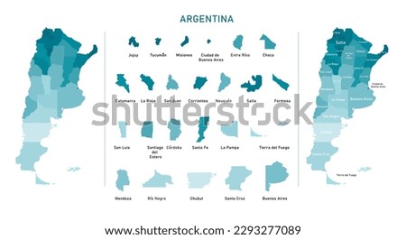 Argentina map of provinces, political maps of argentina south america - Vector File