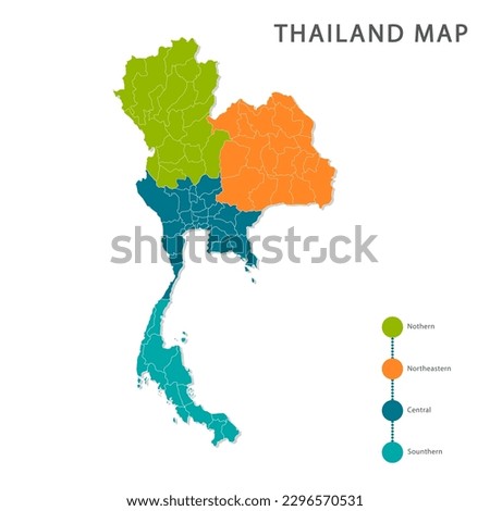 Thailand map and infographic of provinces, political maps of Thailand - Vector File