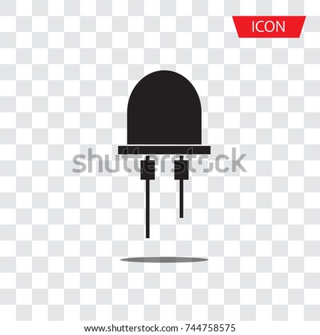 Led icon vector, light emitting diode icon vector isolated on transparent background.