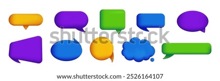 Colorful speech bubble for comments and review. The set of chatting, message and communications boxes. Balloon for text