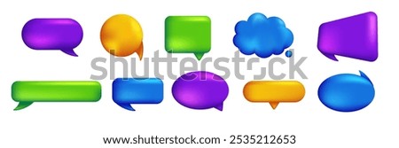 Colorful speech bubble for comments and review. The set of chatting, message and communications boxes. Think icon collection.