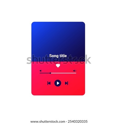 Gradient music player app with interactive GUI, featuring forward, rewind, and repeat functions. Designed for mobile and web, ideal for playlist and album playback.