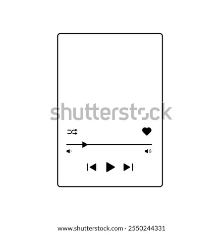 Music player design with a modern interface, featuring track, album, and playlist navigation, optimized for mobile and digital platforms.