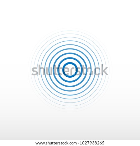 Blue radio station signal. Sound wave background. Circle spin vector background. Vector icon.