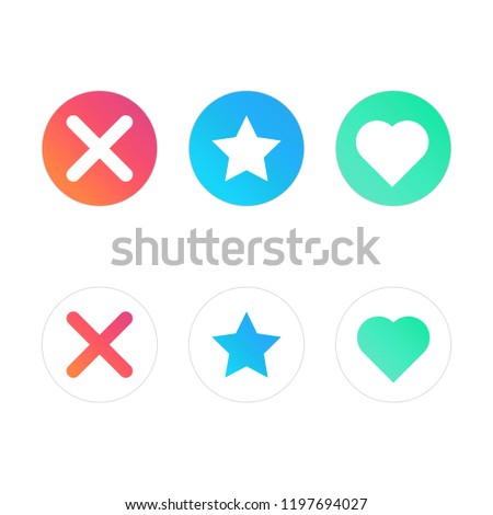 Interface social media. Star, heart. Popular social network for dating. Vector illustration.