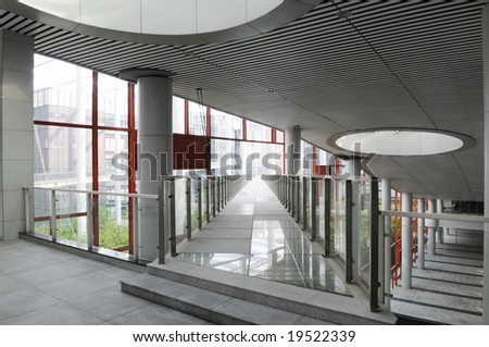 The corridor in a modern building compound.