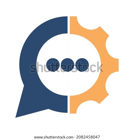 Chat bubble logo design combined with gear. Automation chat logo concept design.