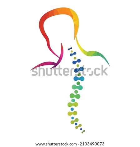 Chiropractic Logo Design Vector illustration. Human backbone Pain Logo. Spine care logo.