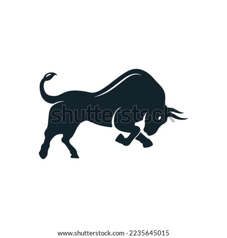 Bull butting logo design. Modern bull logo vector.  