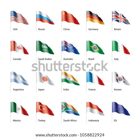 vector set of flags of the G20