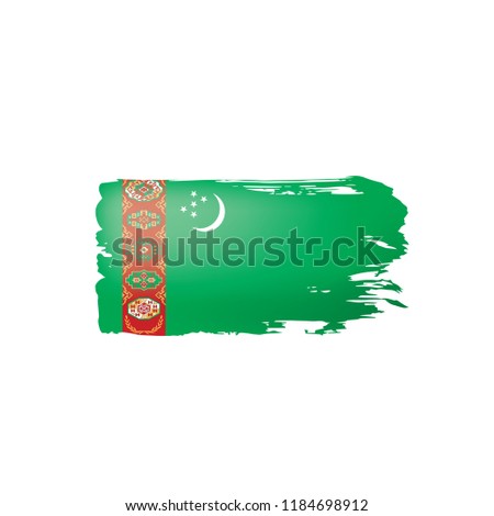 Turkmenistan flag, vector illustration on a white background.