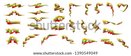 Myanmar flag, vector illustration on a white background