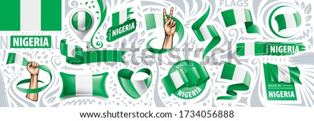 Vector set of the national flag of Nigeria in various creative designs