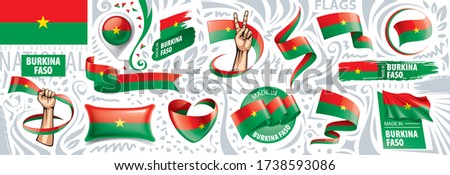 Vector set of the national flag of Burkina Faso in various creative designs