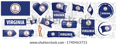 Vector set of flags of the American state of Virginia in different designs