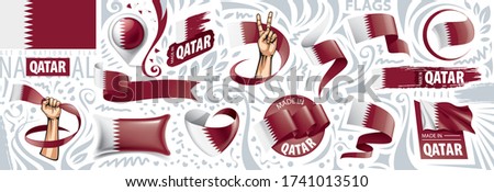 Vector set of the national flag of Qatar in various creative designs