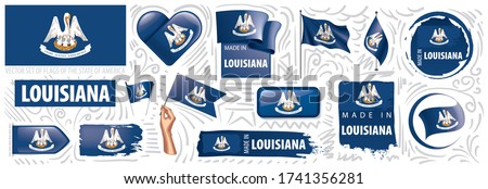 Vector set of flags of the American state of Louisiana in different designs