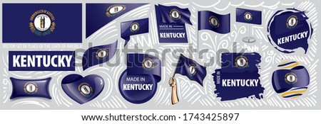 Vector set of flags of the American state of Kentucky in different designs