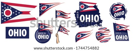 Vector set of flags of the American state of Ohio in different designs