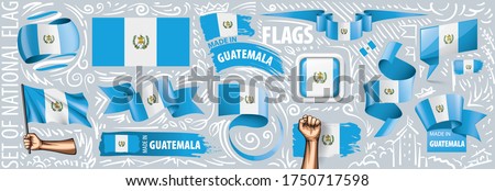 Vector set of the national flag of Guatemala in various creative designs