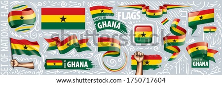Vector set of the national flag of Ghana in various creative designs