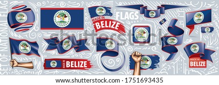 Vector set of the national flag of Belize in various creative designs