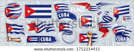 Vector set of the national flag of Cuba in various creative designs