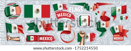 Vector set of the national flag of Mexican in various creative designs