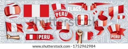 Vector set of the national flag of Peru in various creative designs