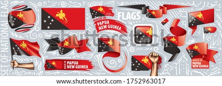 Vector set of the national flag of Papua New Guinea in various creative designs