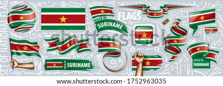 Vector set of the national flag of Suriname in various creative designs