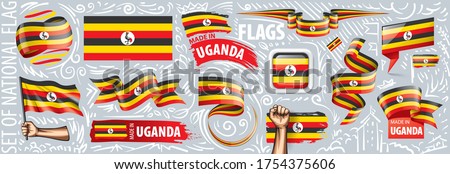 Vector set of the national flag of Uganda in various creative designs