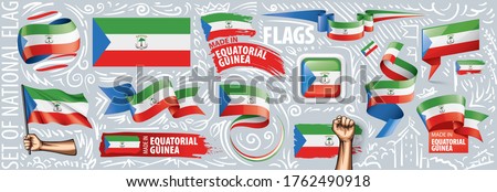 Vector set of the national flag of Equatorial Guinea in various creative designs