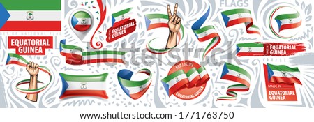 Vector set of the national flag of Equatorial Guinea in various creative designs